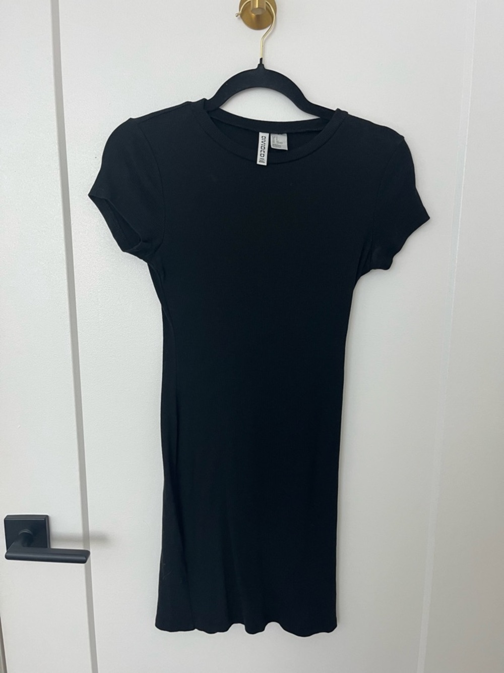 Classic Black Ribbed Tee Dress